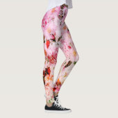 Chic Blush Roze Waterverf Rozen Floral Leggings (Rechts)