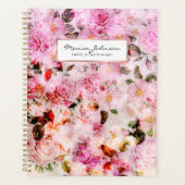 Chic  Blush Roze Waterverf Rozen Floral Planner (Voorkant)