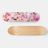 Chic Blush Roze Waterverf Rozen Floral Skateboard (Horizontaal)