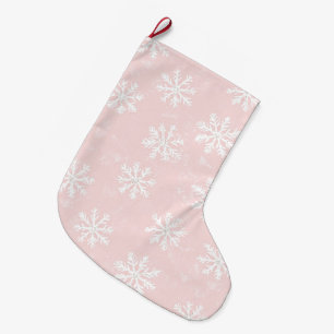 Chic Blush Roze Witte Kerst Sneeuwvlokken Grote Kerstsok