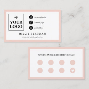 Chic Blush Roze Witte Sociale Media & Loyaliteit Visitekaartje