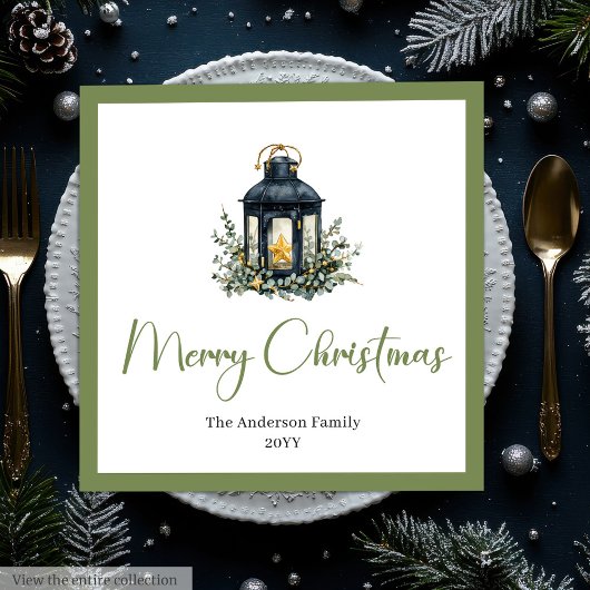 Chic Bohemian Christmas Lantern Rustic Party Servet