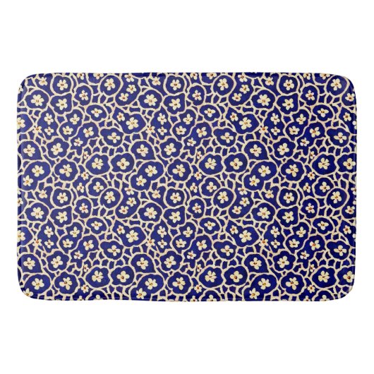 Chic Boho Anemone Dark Blue Pattern Badmat (Voorkant)