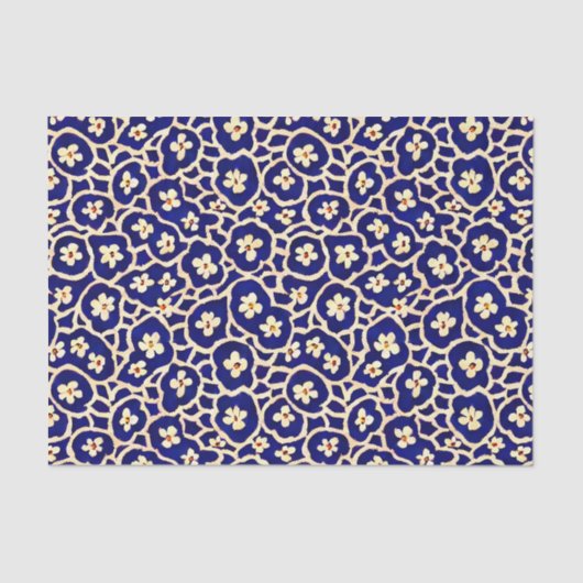 Chic Boho Anemone Dark Blue Pattern Tissuepapier (Voorkant)
