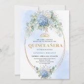 Chic Boho Blue Hydrangea 15th Birthday Invitation (Devant)