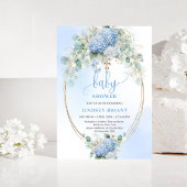 Chic Boho Blue Hydrangeas Baby Shower Invitation