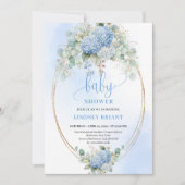 Chic Boho Blue Hydrangeas Baby Shower Invitation (Devant)