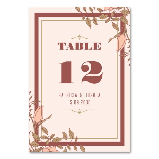 Chic Boho Blush Beige Mariage Numéro de table (Dos)