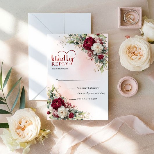 Chic Boho Blush Fleurs Mariage RSVP
