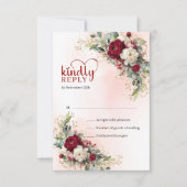 Chic Boho Blush Gold Flowers Wedding RSVP (Devant)