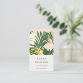 Chic Boho Blush Green Tropical Palm Leaves Beach Visitekaartje (Staand voorkant)