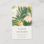 Chic Boho Blush Green Tropical Palm Leaves Beach Visitekaartje (Voorkant)