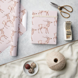 Chic Boho Blush Pink Deer Cadeaupapier
