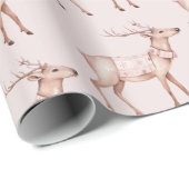 Chic Boho Blush Pink Deer Cadeaupapier (Rol Hoek)