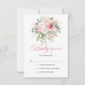 Chic Boho Blush Roses Verdure Or Mariage RSVP (Devant)