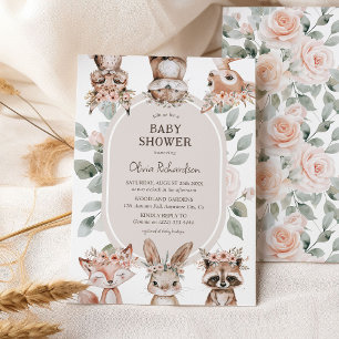 Chic Boho Bosdieren Baby Shower Kaart