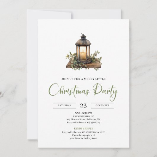 Chic Boho Botanical Earthy Holiday Party Invites Kaart (Voorkant)