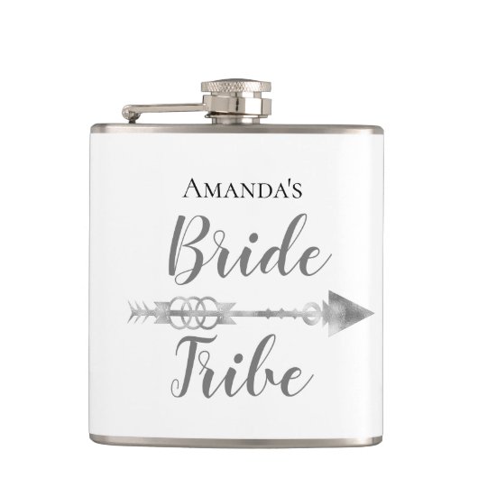 Chic Boho Bruidsstam Gepersonaliseerd Heupfles (Voorkant)