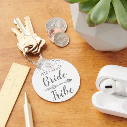 Chic Boho Bruidsstam Glitterige Gepersonaliseerde Sleutelhanger (Bureau)