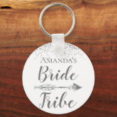 Chic Boho Bruidsstam Glitterige Gepersonaliseerde Sleutelhanger (Voorkant)