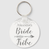 Chic Boho Bruidsstam Glitterige Gepersonaliseerde Sleutelhanger (Achterkant)