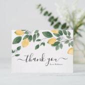 Chic Boho Citroen & Groene Waterverf  Bedankkaart (Staand voorkant)