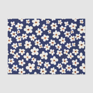 Chic Boho Daisies Dark Blue Pattern Tissuepapier