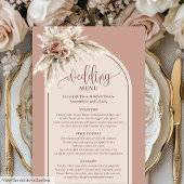 Chic Boho Dusty Pink Pampas Floral Wedding Menu