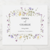 Chic boho eenvoudige wilde bloemen bruiloft likeurfles etiket (Enkel label)