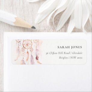 Chic Boho Feather Dreamcatcher Waterverf Adres Etiket