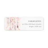 Chic Boho Feather Dreamcatcher Waterverf Adres Etiket (Voorkant)