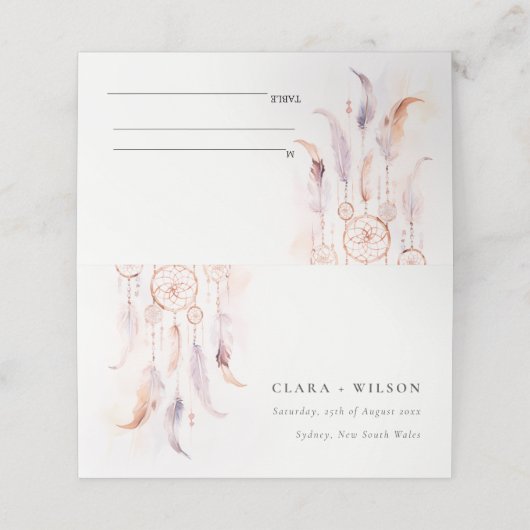 Chic Boho Feather Dreamcatcher Waterverf bruiloft (Buitenkant ongevouwen)