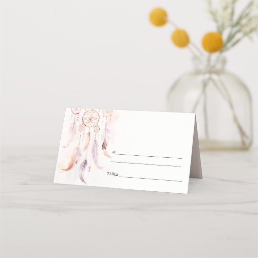 Chic Boho Feather Dreamcatcher Waterverf bruiloft (Achterkant)