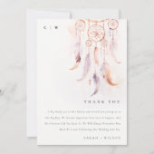 Chic Boho Feather Dreamcatcher Waterverf bruiloft Bedankkaart (Voorkant)