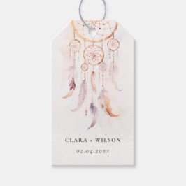 Chic Boho Feather Dreamcatcher Waterverf bruiloft Cadeaulabel