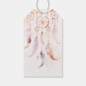 Chic Boho Feather Dreamcatcher Waterverf bruiloft Cadeaulabel (Achterkant)