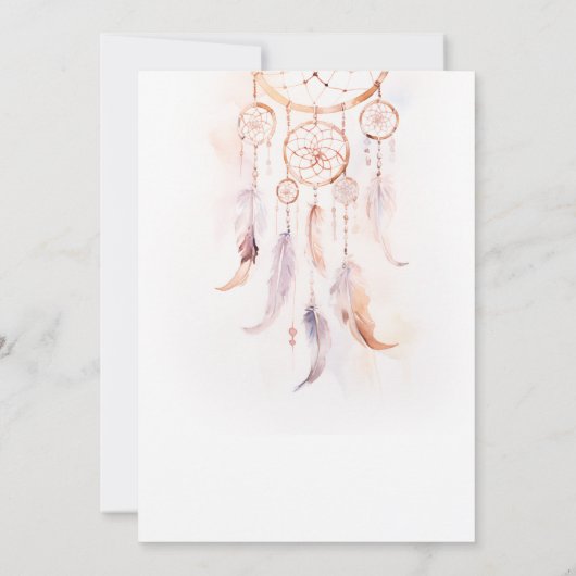 Chic Boho Feather Dreamcatcher Waterverf bruiloft Save The Date (Achterkant)