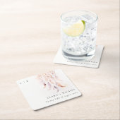 Chic Boho Feather Dreamcatcher Waterverf bruiloft Vierkante Kartonnen Onderzetter (Insitu)