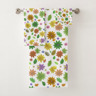 Chic Boho Fleurs et feuilles multicolores sur fond
