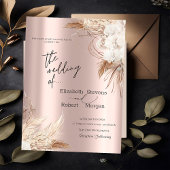Chic Boho Fleurs Rose Faire-part de mariage or