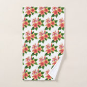 Chic Boho Fleurs Tropicales Roses sur Fond Blanc (Serviette à main)