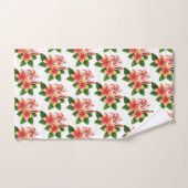 Chic Boho Fleurs Tropicales Roses sur Fond Blanc (Serviette à main)