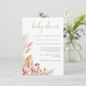 Chic Boho Floral Pampas Grass Baby shower Kaart (Staand voorkant)