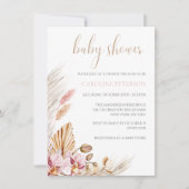 Chic Boho Floral Pampas Grass Baby shower Kaart (Voorkant)
