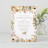 Chic Boho Flowers | Herfst Bloemen Bruiloft Kaart (Staand voorkant)