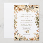 Chic Boho Flowers | Herfst Bloemen Bruiloft Kaart (Voorkant / Achterkant)