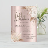 Chic Boho Flowers Roos Gold 50ste verjaardagsfeest Kaart (Staand voorkant)
