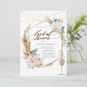 Chic Boho Flowers Roos Goud Vrijgezellenfeest Kaart (Staand voorkant)