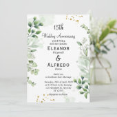 Chic Boho Greenery Wedding Jubileum Uitnodigingen (Staand voorkant)