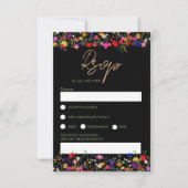 Chic boho heldere wilde bloemen bruiloft rsvp kaart (Voorkant)